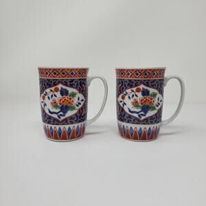 Dai Ichi Toki Vintage Red And White Coffee Cups Set Of 2 Used